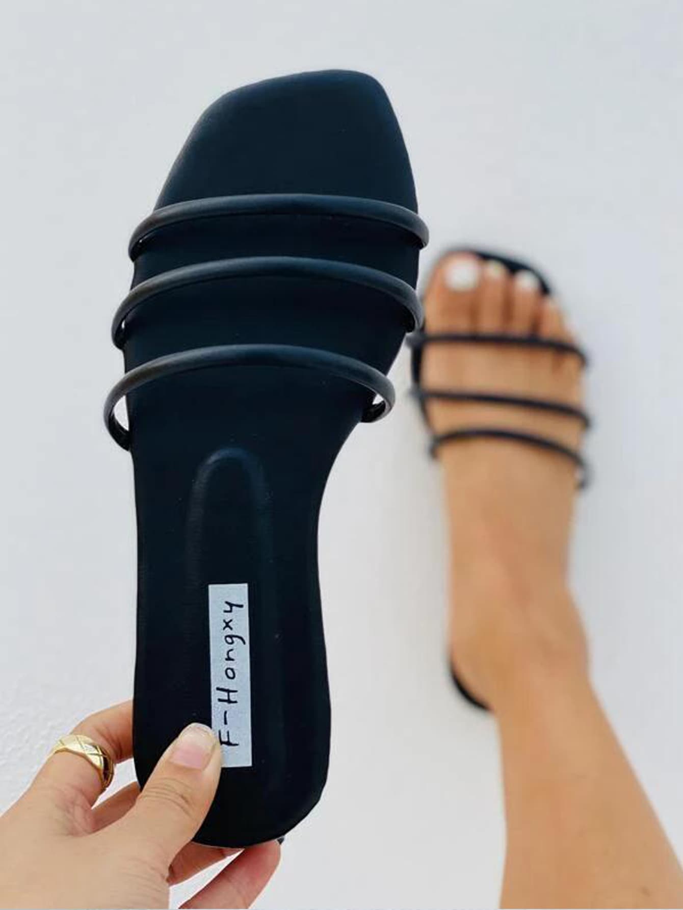 Our Thin Strap Slide Sandals is such a vibe ROMWE