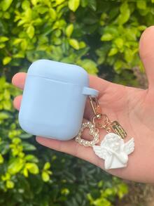 1 cái ốp lưng trang trí mặt dây chuyền thiên thần tương thích với Airpods - Màu xanh nhạt - Xem 5
