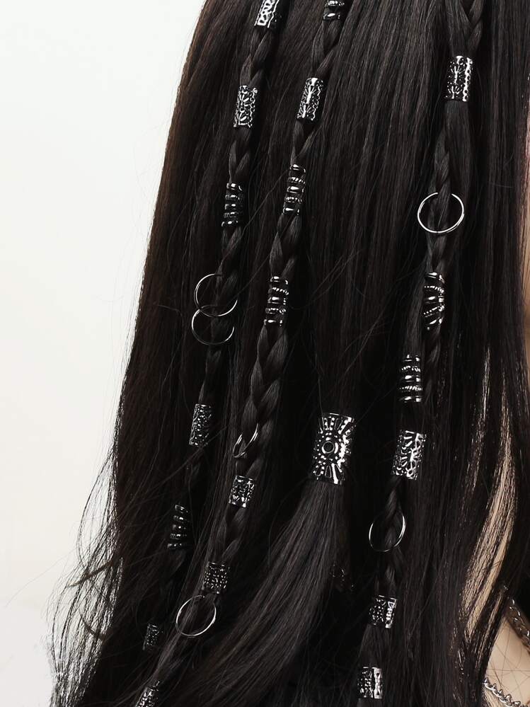 85個 ゴールド ミックス エレメント 編み込み ヘアリング