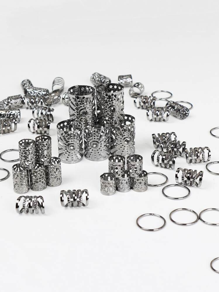 85 piezas Anillos de pelo trenzados dorados de elementos mixtos para festival, fiesta, hip hop, punk, moda callejera, accesorios de pelo personalizados bohemios, clips de pelo, artículos escolares, universidad, accesorios para la cabeza, pasadores de pelo - Negro - Añade 5