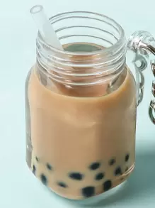 Cute Milk Tea Charm Keychain,Keyring Handbag Pendant Faux Pearl Milk Tea Keychains For Car Purse Bag Ornament Leopard Print Car Accessories Bag Charm School Goth Y2k - Coffee Brown - View 3