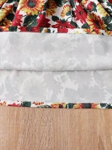 Toddler Girls Ruffle Trim Floral Hem Belted Dress - Multicolor - View 7