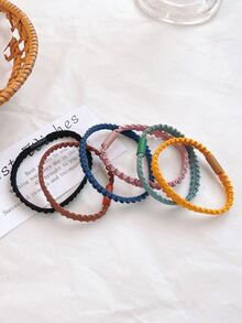 6 chiếc Buộc Tóc Tối giản Rắn - Nhiều màu - Xem 2