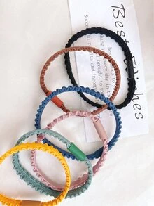 6 chiếc Buộc Tóc Tối giản Rắn - Nhiều màu - Xem 3