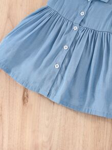 Bebé Vestido camisero con botón de manga con volante - Azul - Ver 5