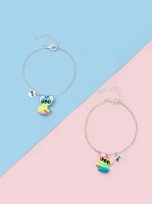 2pcs Girls Animal Decor Bracelet - Multicolor - View 2