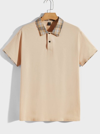 قميص بولو مربعات ملونة مقلم للرجال