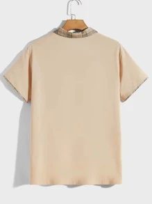 Manfinity 男士格紋邊POLO衫 - 卡其色 - 查看 2