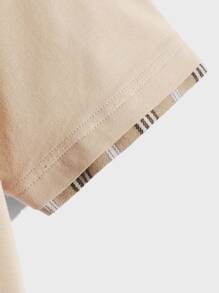 Manfinity 男士格紋邊POLO衫 - 卡其色 - 查看 4