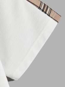 GENTILAND 男士馬印花拼接格紋側接縫POLO衫 - 白色 - 查看 3