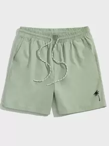 Manfinity VCAY Loose Men's Coconut Tree Print Drawstring Waist Shorts - Mint Green - View 1