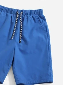 SHEIN Tween Boy Gamepad & Letter Graphic Tee & Drawstring Waist Shorts - Blue - View 4