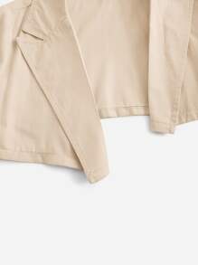 Girls Lapel Neck Top & Flap Detail Cami Dress - Apricot - View 4