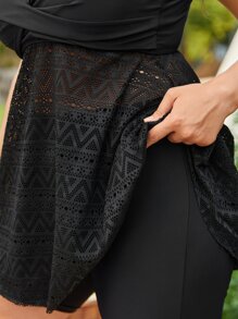 SHEIN Swim Curve Đầm bơi cỡ lớn đeo chéo đi biển mùa hè - màu đen - Xem 3