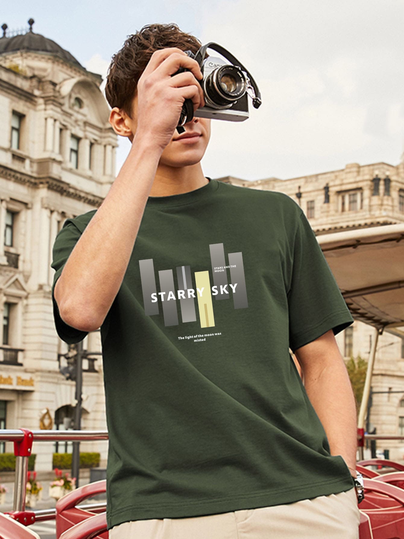 Hombres Camiseta con slogan & con estampado geométrico