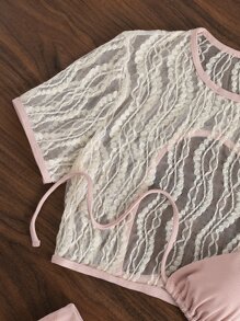 3packs Contrast Binding Lace Bikini - Multicolor - View 6