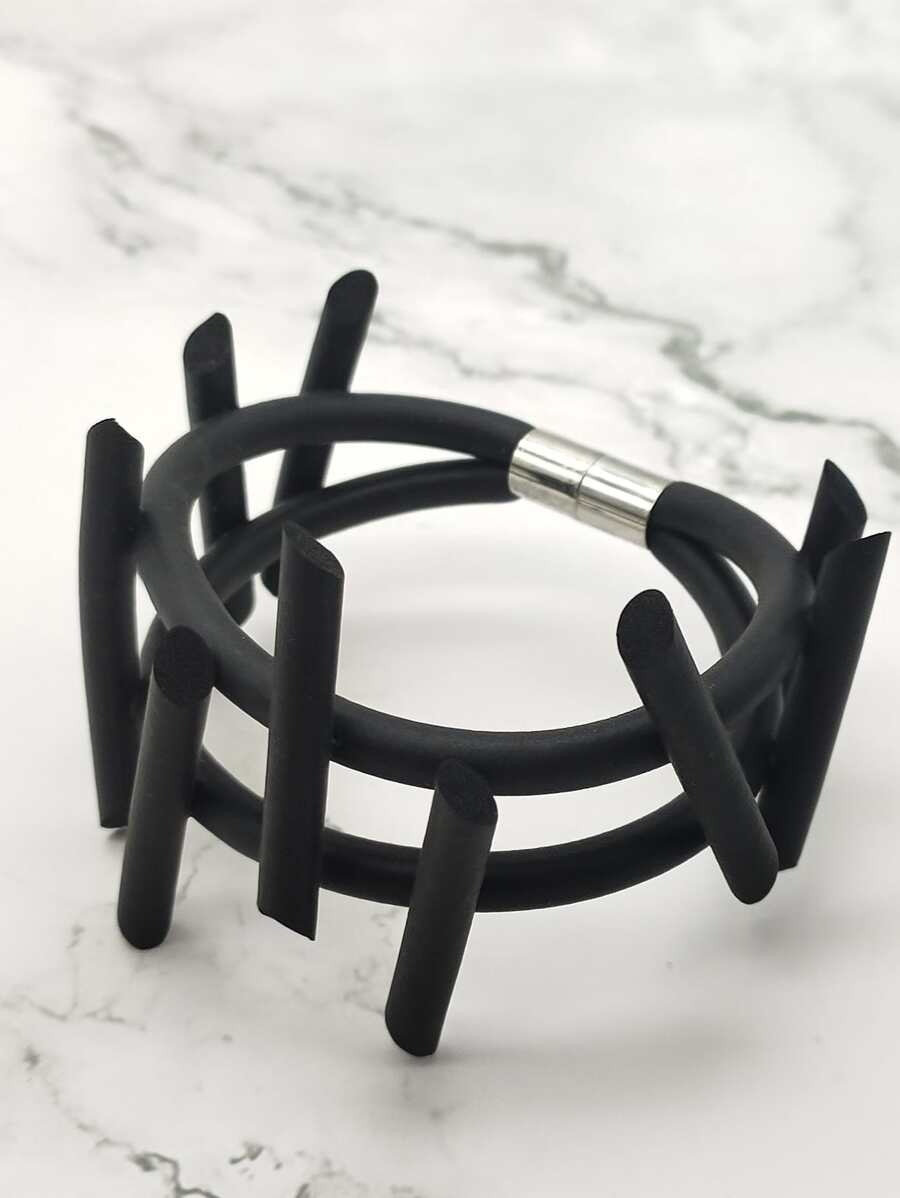 Geometric Decor Bracelet - Black - View 1
