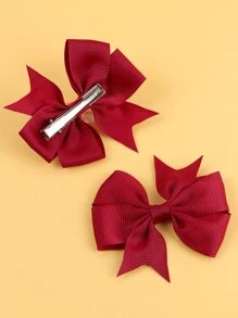 2pcs Burgundy Bow Kids Hairpin, New Year