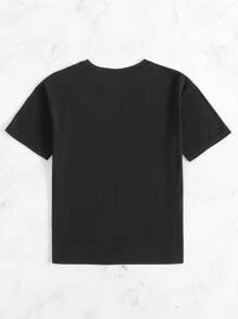 SHEIN VCAY Sunflower And Butterfly Print Tee - Black - View 2
