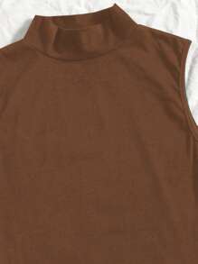 Trelyra Solid Mock Neck Tank Top & Allover Print Skirt