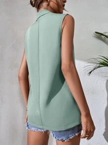 SHEIN Privé Solid Shawl Neck Vest Blazer - Mint Green - View 2