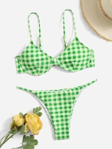 Bikini Gingham Push Up cho bãi biển mùa hè - Nhiều màu - Xem 5