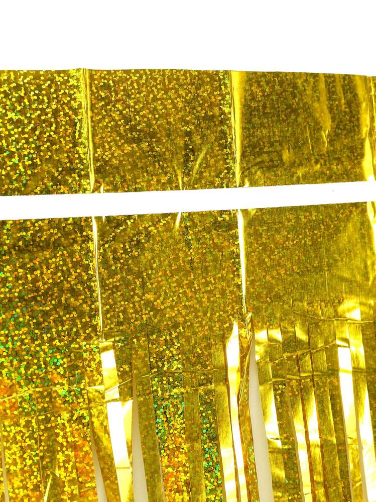 1 件塑料 PET 串珠雨帘装饰，适用于派对背景 - 金色 - 查看 2