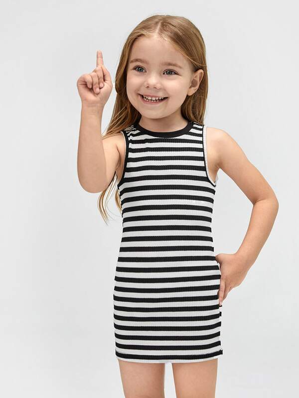 SHEIN Kids EVRYDAY Toddler Girls Striped Print Dress SHEIN USA
