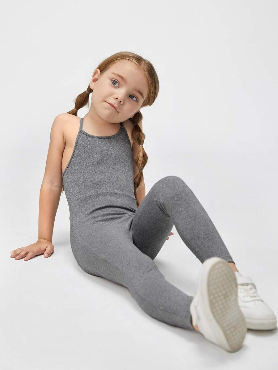 SHEIN 少女實色連身跳躍套裝 - 灰色 - 查看 1