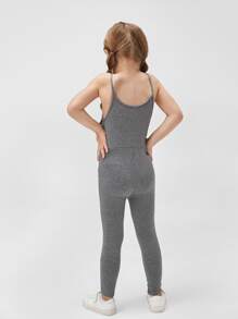 SHEIN 少女實色連身跳躍套裝 - 灰色 - 查看 2