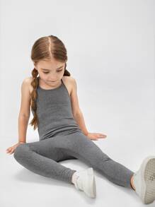 SHEIN 少女實色連身跳躍套裝 - 灰色 - 查看 5