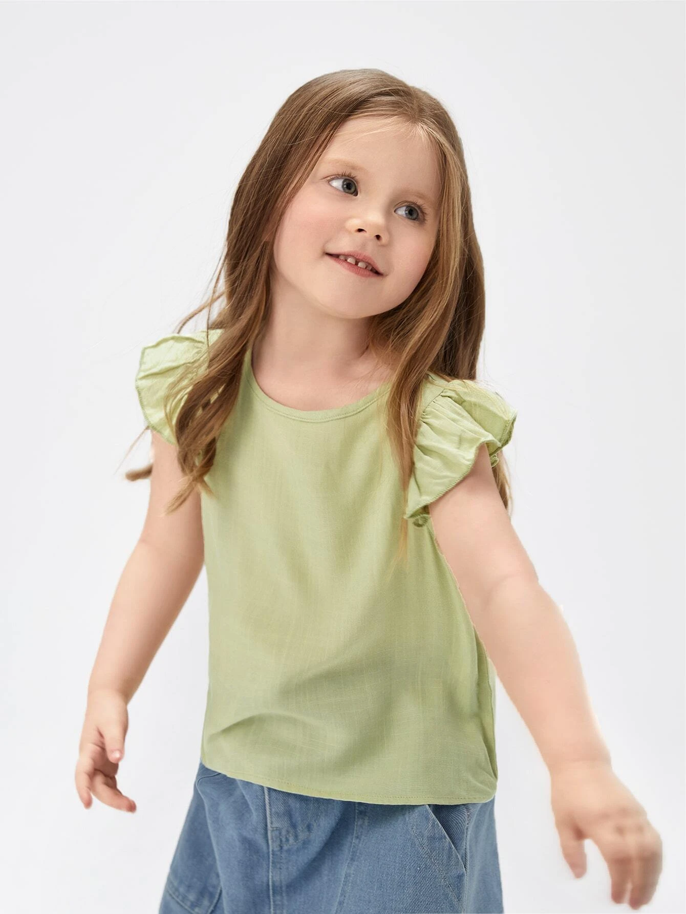 Shein 女の子幼児 バタフライスリーブ ブラウス