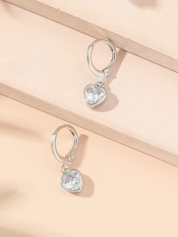 Cubic Zirconia Heart Drop Earrings Valentines,Mom,Mother,Mother's Day,Gift