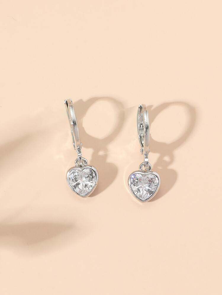 Cubic Zirconia Heart Drop Earrings Valentines,Mom,Mother,Mother's Day,Gift