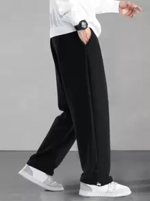 Manfinity Hypemode Lỏng lẻo phù hợp Nam Chi tiết bản Patch thư Viền kéo ra Quần - màu đen - Xem 2