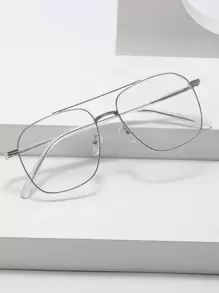 Metal Frame Women's Fashion Design Eyeglasses - Silver - View 1