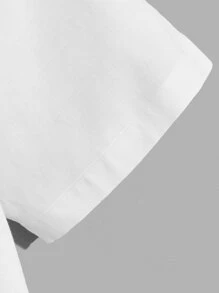 Manfinity NiteLyfe 1 件男式宽松纯色短袖半扣衬衫 - 白色 - 查看 4