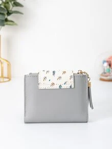 Tassel Decor Leaf Graphic Purse Credit Card Small Purse ID Window Bi-Fold Women Wallet Portable Money Cash White-Collar Workers For Male College Work Business Commute Office For Anniversary  For Birthday Gift On Valentine Day Gift - Grey - View 4