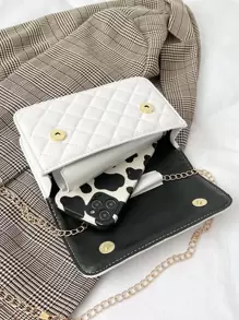 Waterproof,Lightweight,Business Casual Mini Quilted Metal Butterfly Decor Square Bag For Teen Girls Women College Students,Rookies & White-collar Workers Perfect for Office,College,Work ,Business,Commute - White - View 3