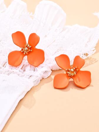 Pendientes de botón flor