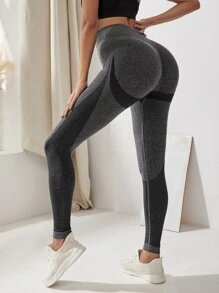 Yoga Basic Wide Waistband Cut-and-Sew Sports Leggings