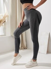 Yoga Basic Wide Waistband Cut-and-Sew Sports Leggings