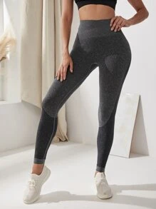 Yoga Basic Wide Waistband Cut-and-Sew Sports Leggings