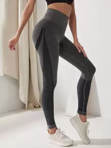 Yoga Basic Wide Waistband Cut-and-Sew Sports Leggings