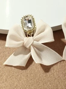 Bow Knot Decor Drop Earrings - Beige - View 2