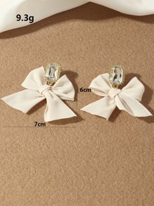 Bow Knot Decor Drop Earrings - Beige - View 3