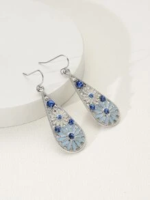 1 Pair Minimalist Chrysanthemum Shaped Drip Oil Alloy Earrings - Multicolor - View 1