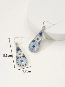 1 Pair Minimalist Chrysanthemum Shaped Drip Oil Alloy Earrings - Multicolor - View 4