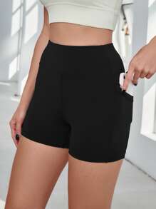 Easithlete Quần Shorts Thể thao Nữ Túi màu trơn - màu đen - Xem 5