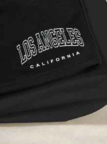 SHEIN Unity Bộ đồ 2 món áo ba lỗ thường ngày và quần short in chữ dành cho nữ - màu đen - Xem 6